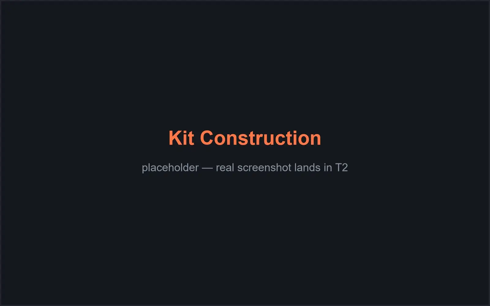 The Kit Construction page listing variation kits with a document view